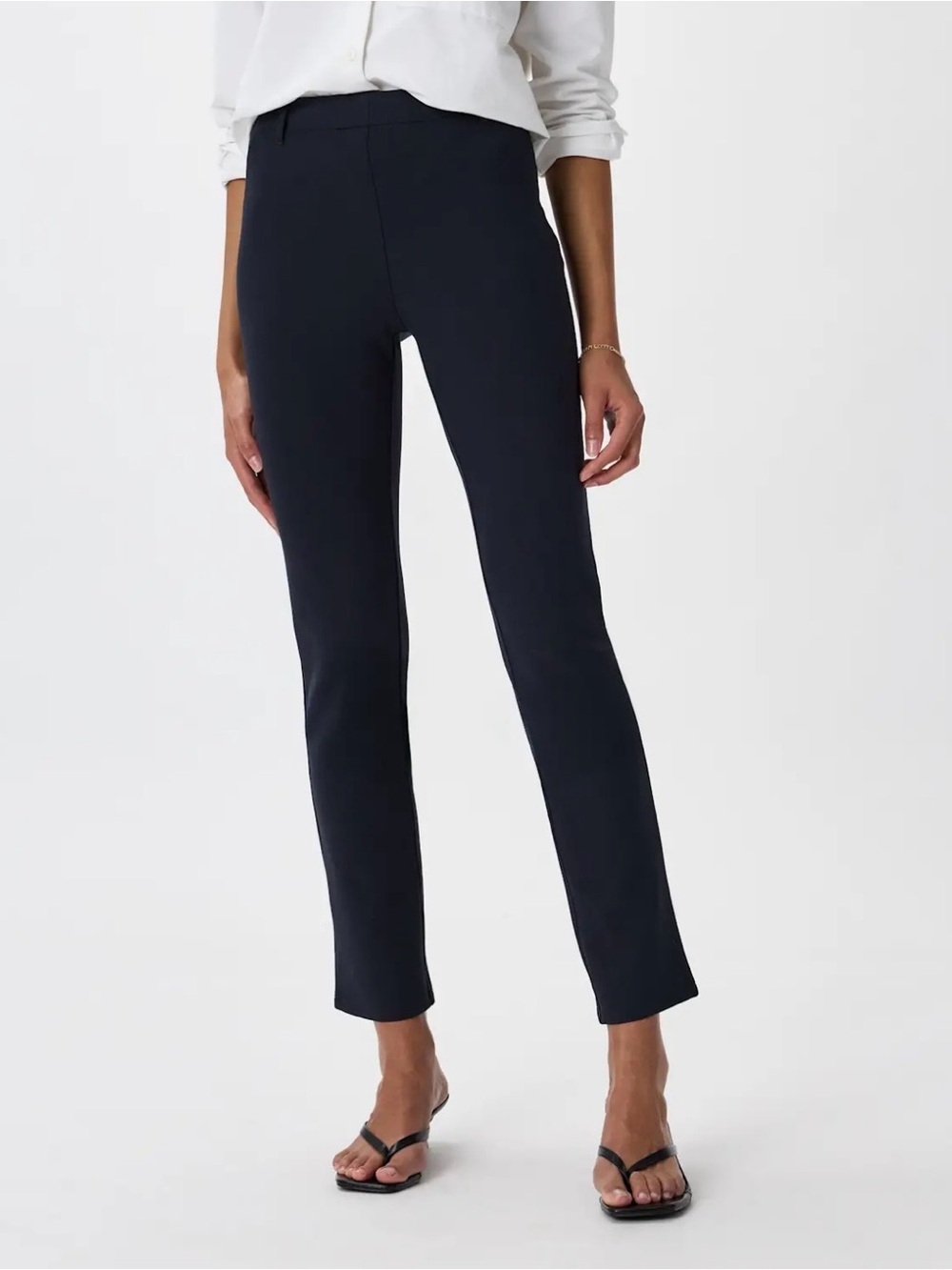 Quince NWT Ultra-Stretch Ponte Straight Leg Pant Regular Navy Trousers Stretch